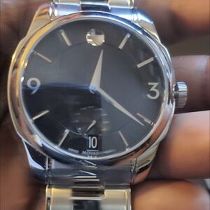 Movado LX  Silver and Black Watch
